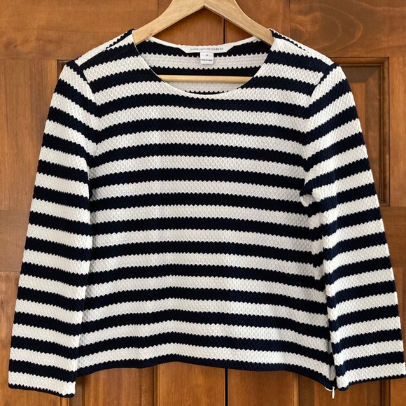 Diane Von Furstenberg cotton Navy striped top size 10 - Picture 1 of 7